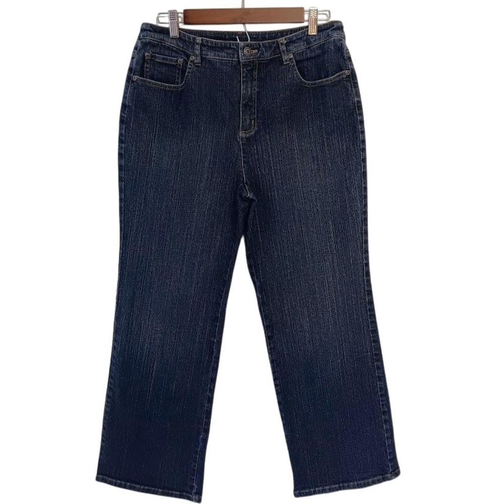 Talbots Jeans Womens 12 Petite Blue Dark Wash Stretch Straight Leg 5-Pocket
